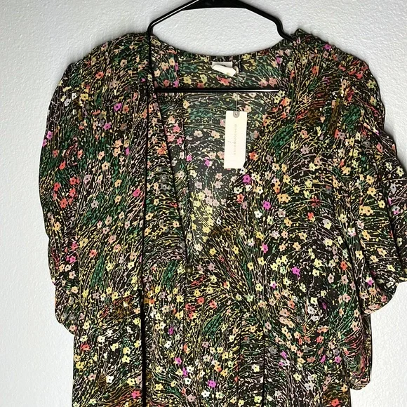 Anthropologie Akemi + Kin sheer button down multicolor dress size Large - Picture 4 of 5